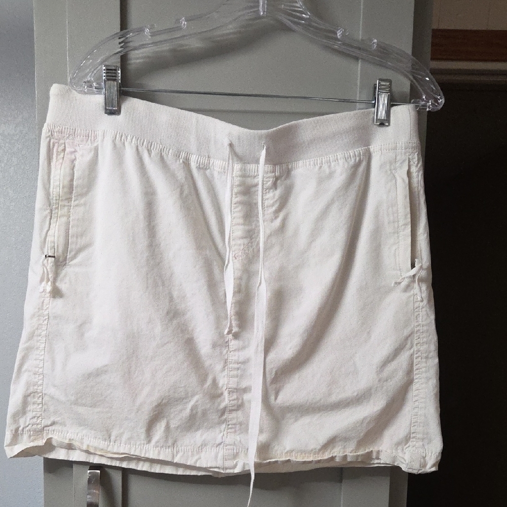 LOFT White Mini Skirt with Drawstring